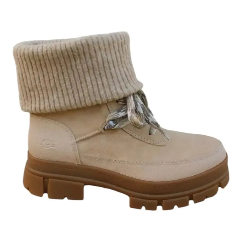 UGG ASHTON HIKER LACE UP MUSTARD SEED Lug Sole SUEDE WOMEN'S BOOTS SIZE 10